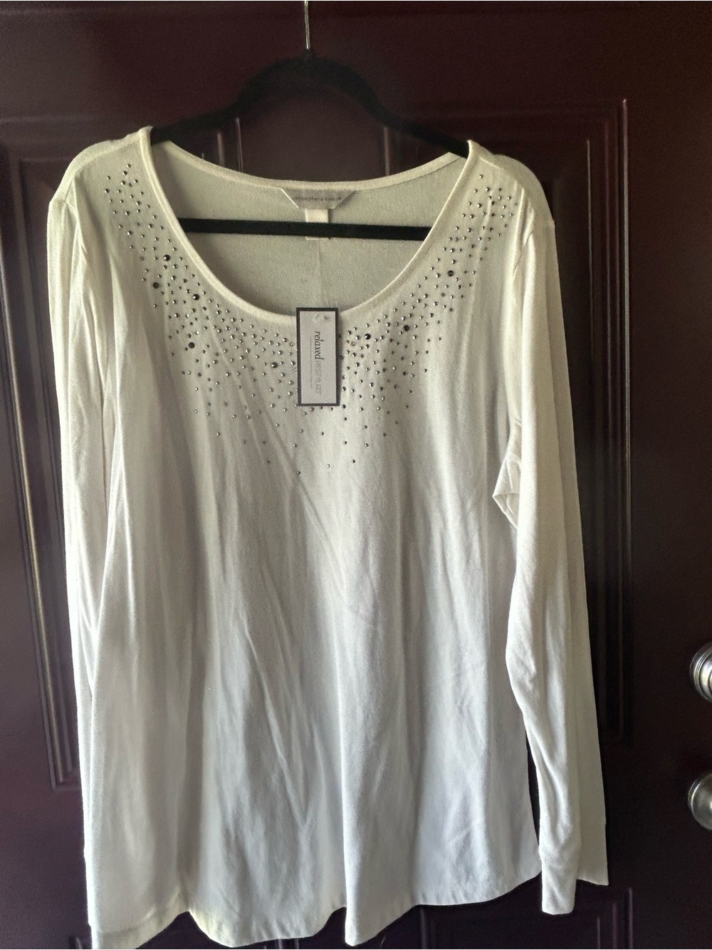 Christopher & Banks cream top w/sequins NWT